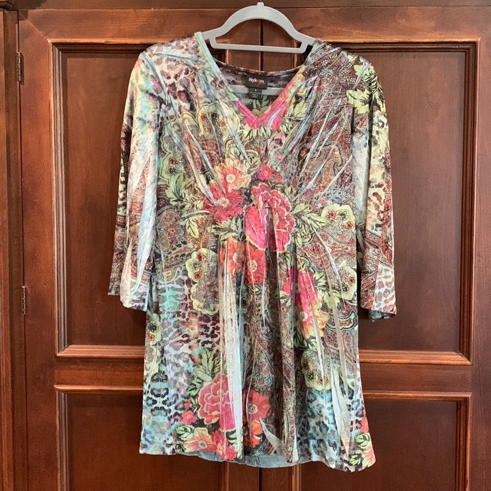 Multicolor velour tunic